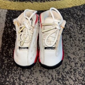 Jordan 13 Kids White and Red Sneakers